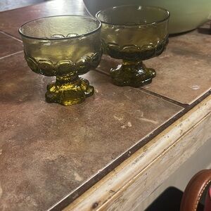Vintage Green Glass Goblets